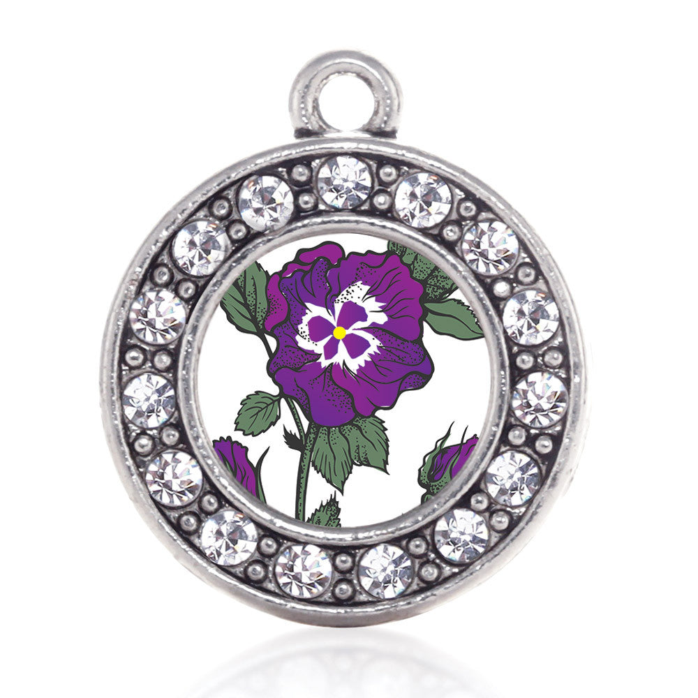 Pansy Flower Circle Charm
