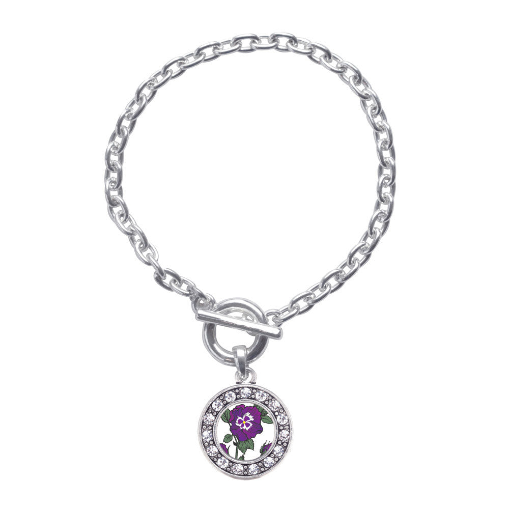 Pansy Flower Circle Charm