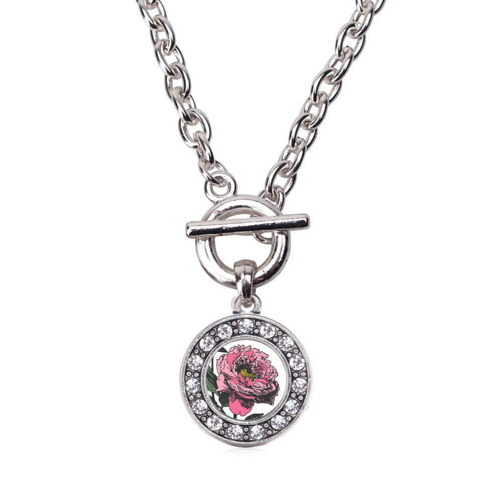 Peony Flower Circle Charm