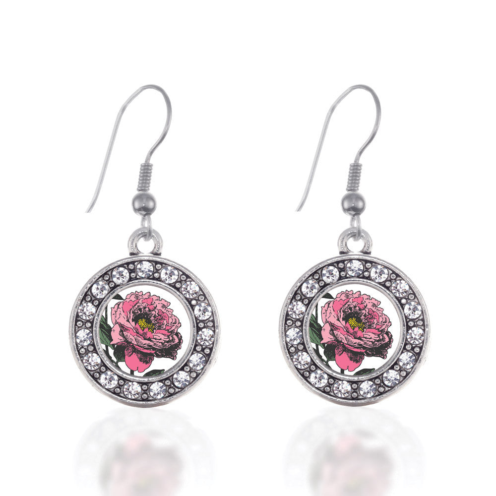 Peony Flower Circle Charm