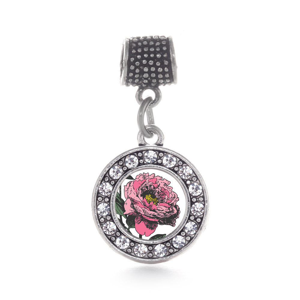 Peony Flower Circle Charm