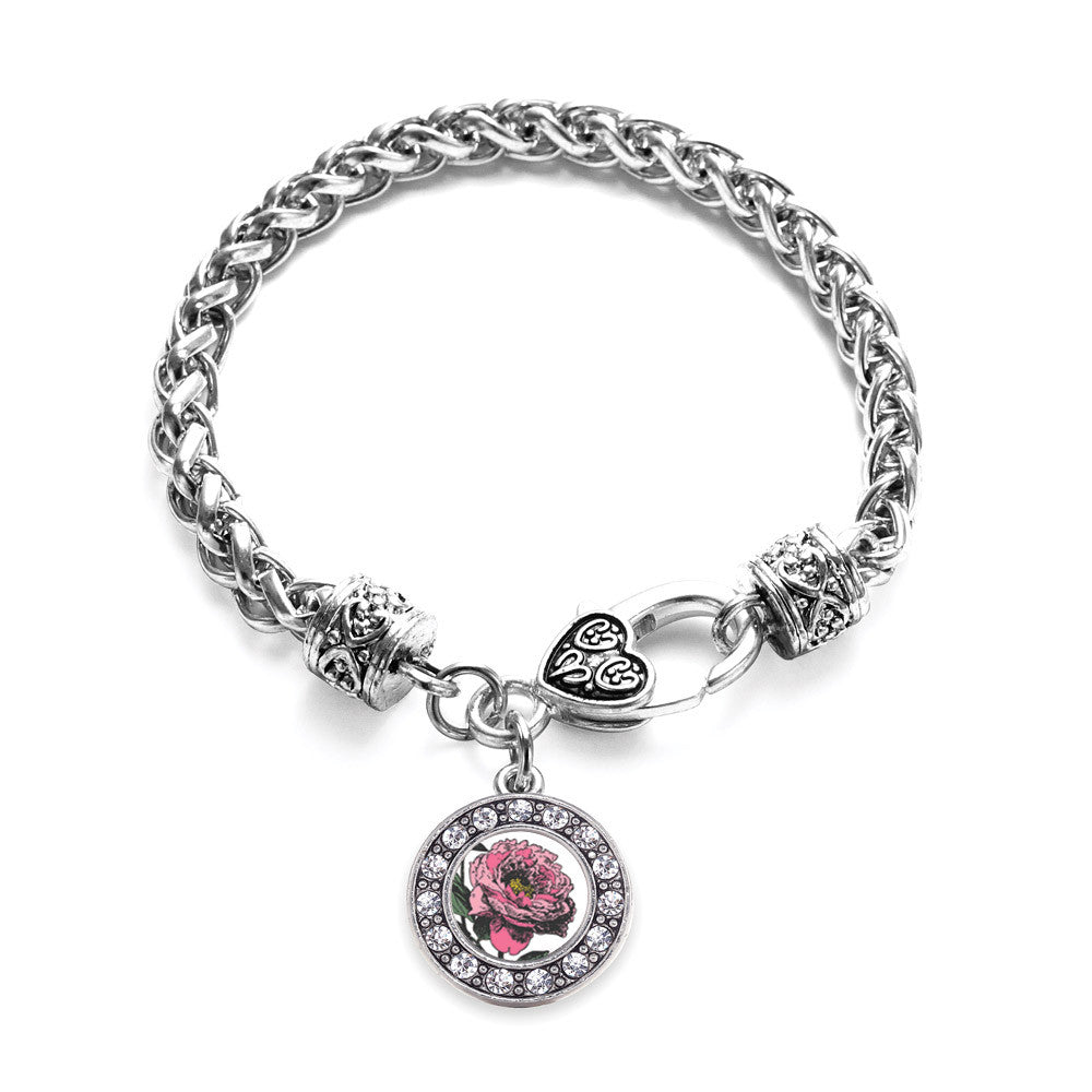 Peony Flower Circle Charm
