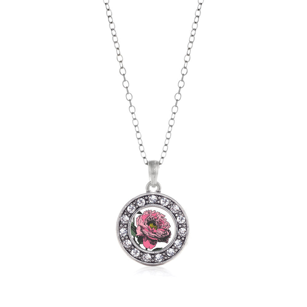 Peony Flower Circle Charm