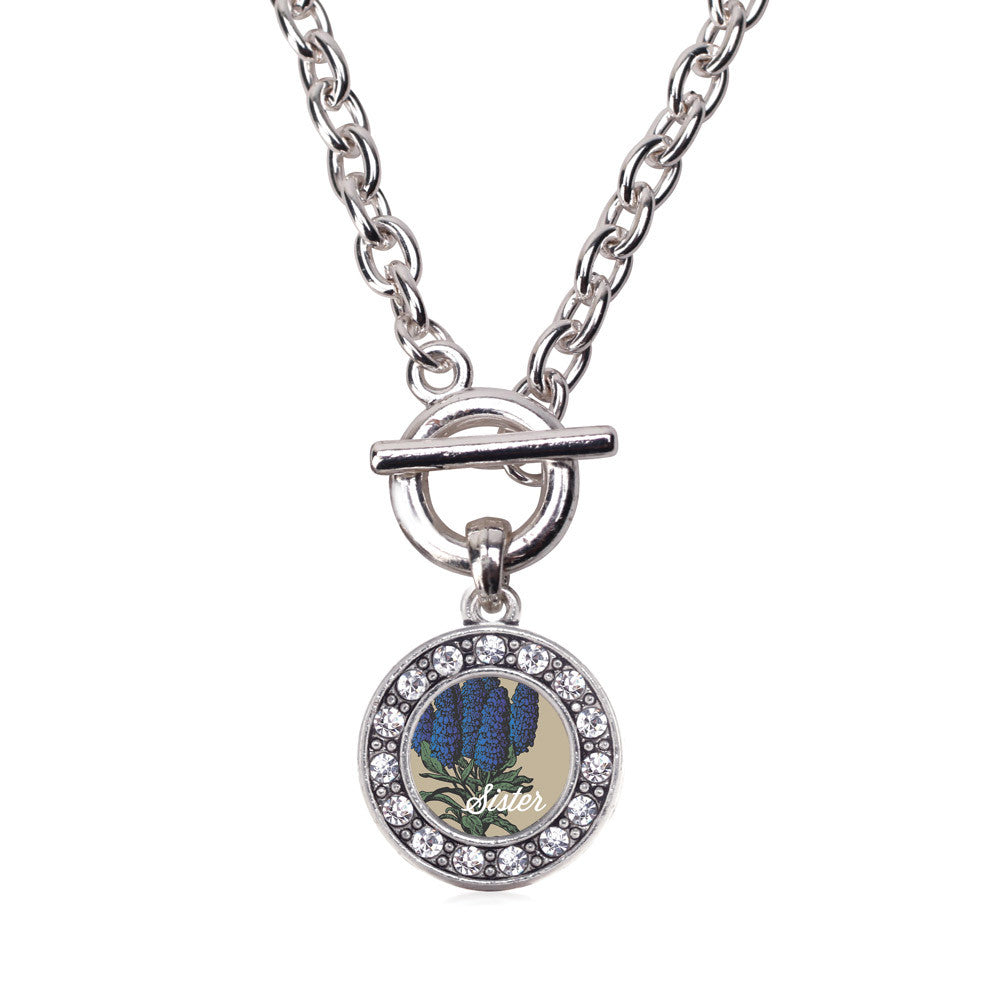 Sister Delphinium Flower Circle Charm