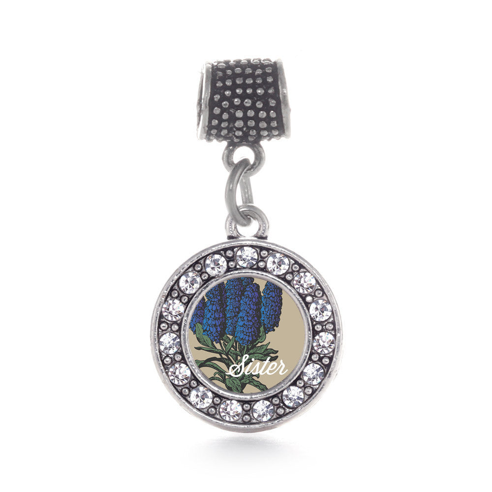 Sister Delphinium Flower Circle Charm
