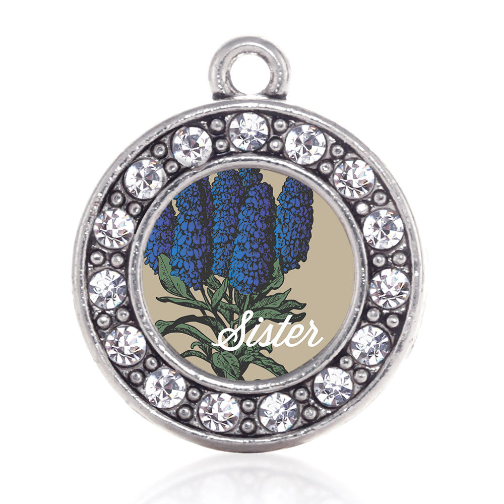 Sister Delphinium Flower Circle Charm