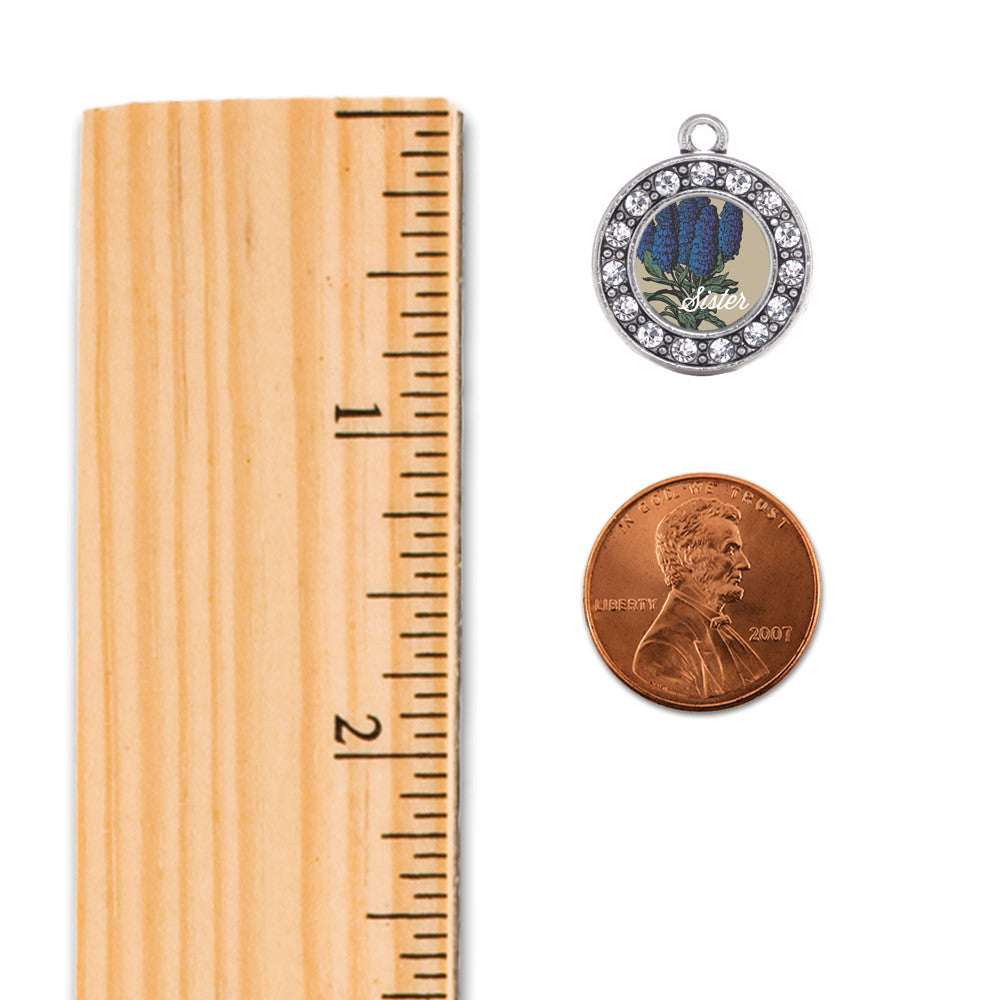 Sister Delphinium Flower Circle Charm