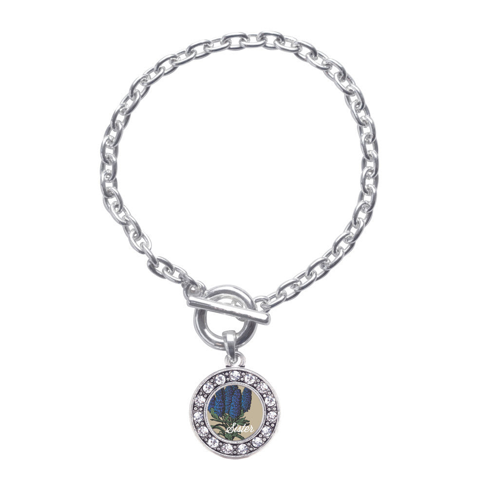 Sister Delphinium Flower Circle Charm