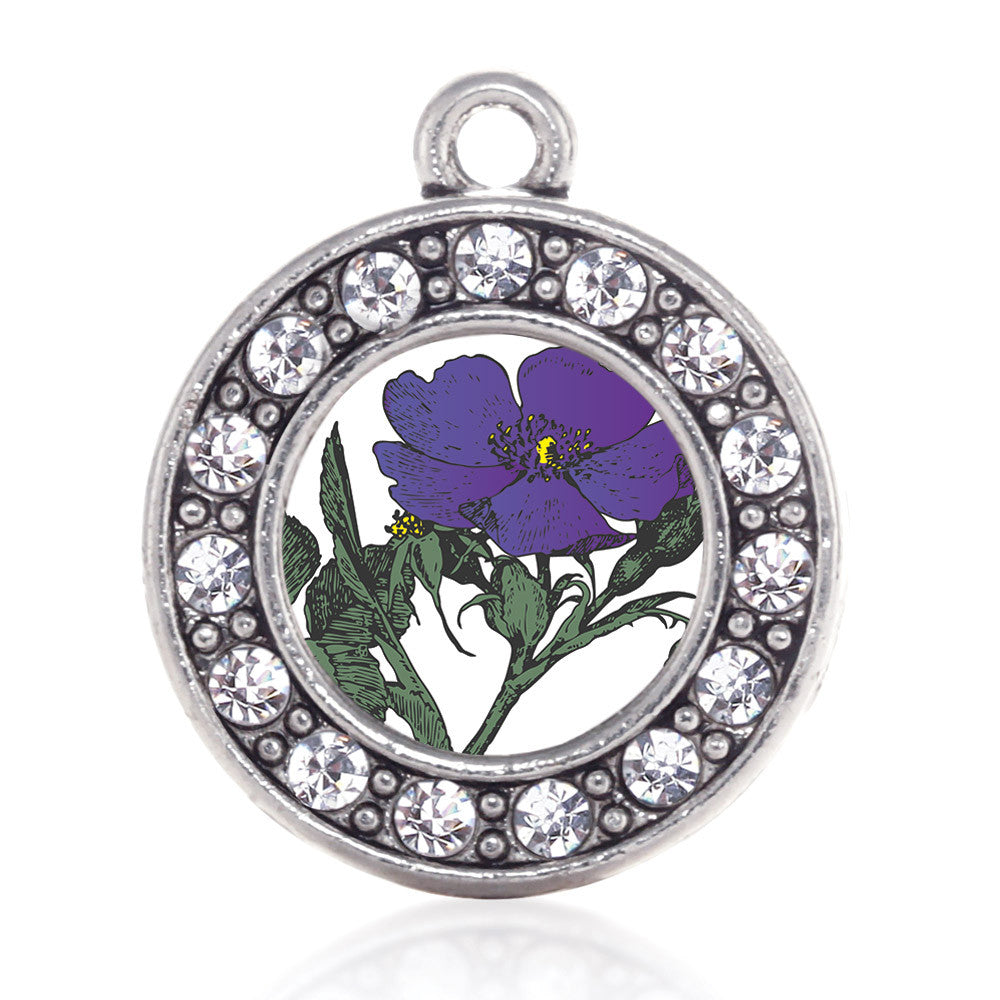 Violet Flower Circle Charm