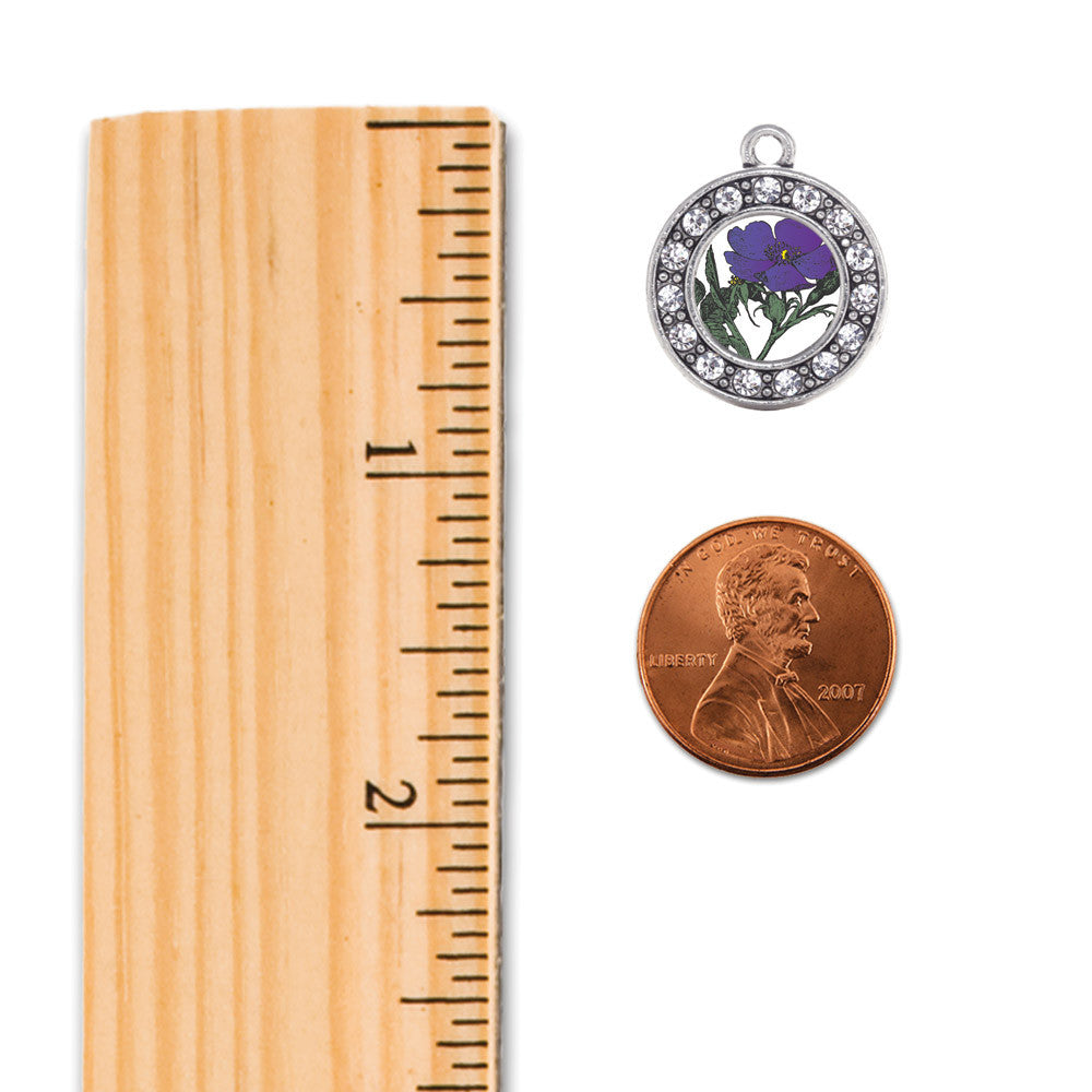 Violet Flower Circle Charm