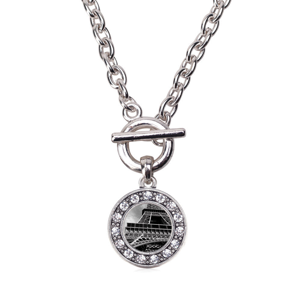 Black and Grey Eiffel Tower Circle Charm