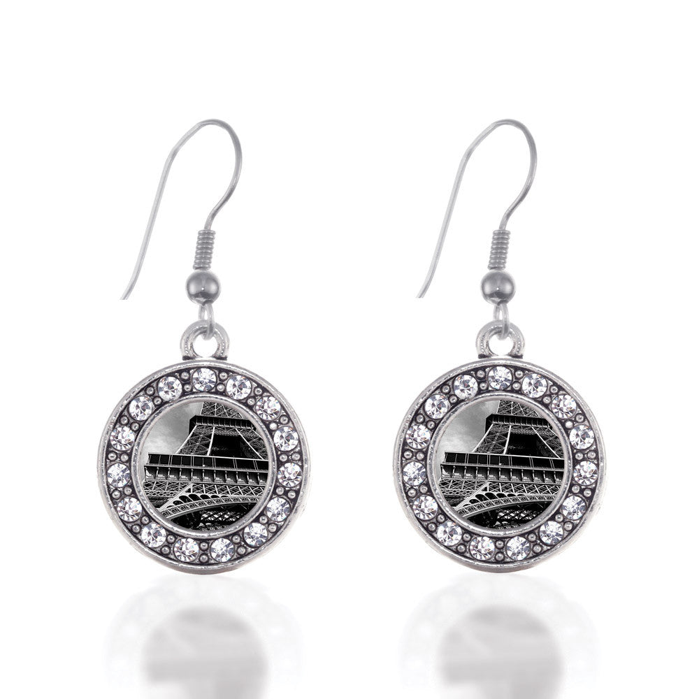 Black and Grey Eiffel Tower Circle Charm
