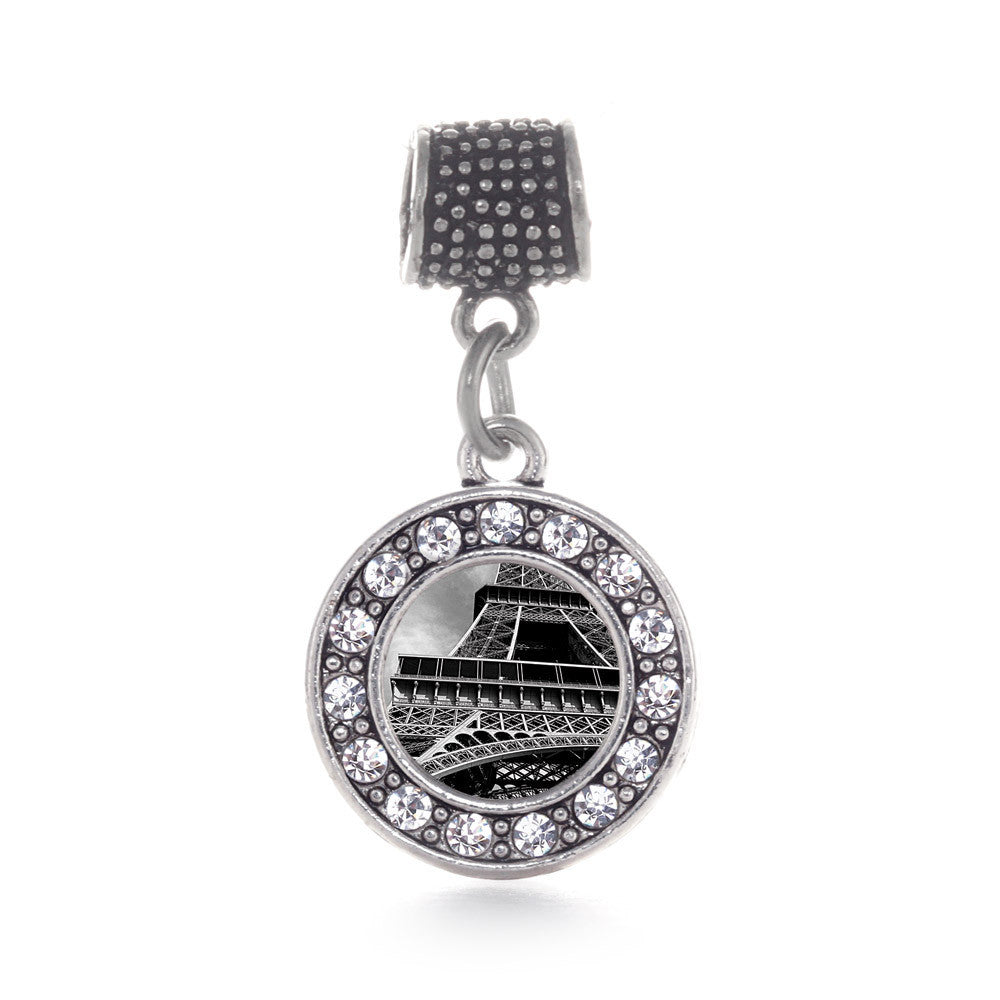 Black and Grey Eiffel Tower Circle Charm