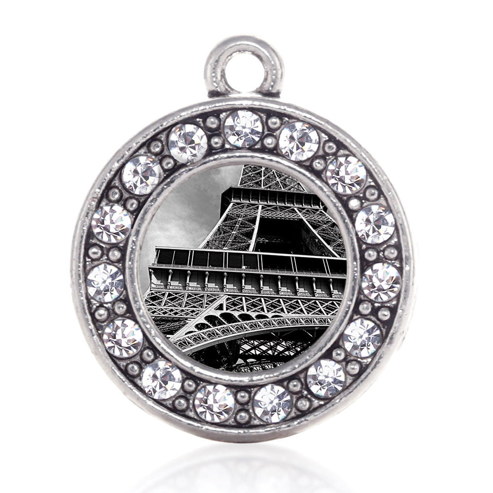 Black and Grey Eiffel Tower Circle Charm