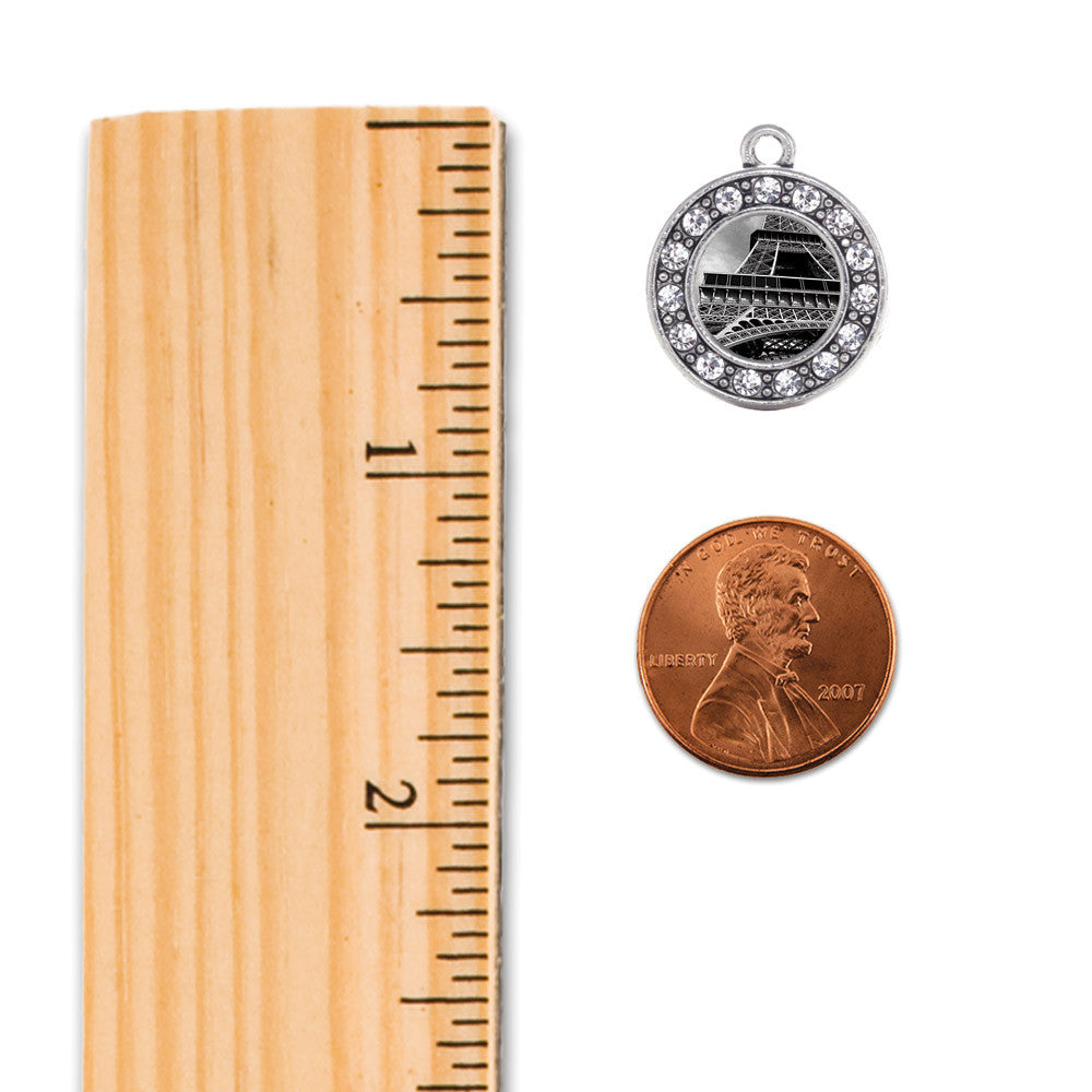 Black and Grey Eiffel Tower Circle Charm