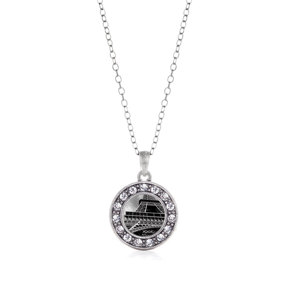 Black and Grey Eiffel Tower Circle Charm
