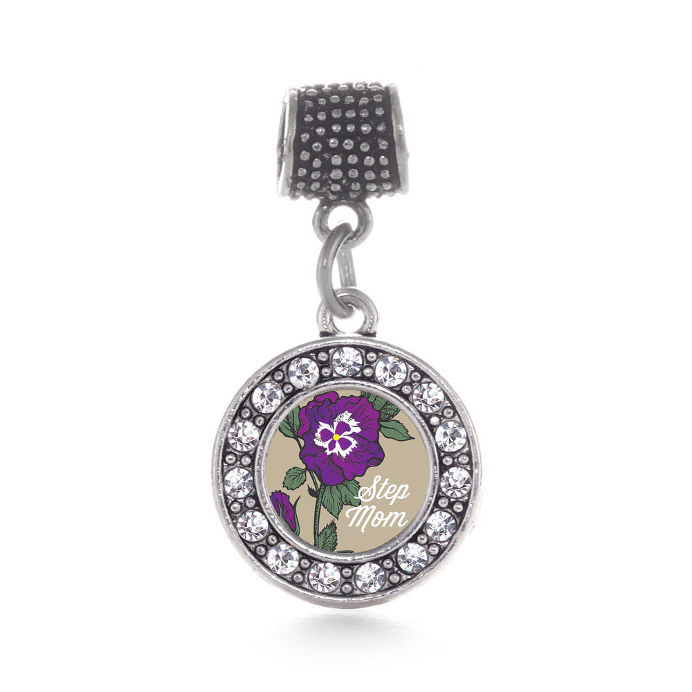 Step Mom Pansy Circle Charm