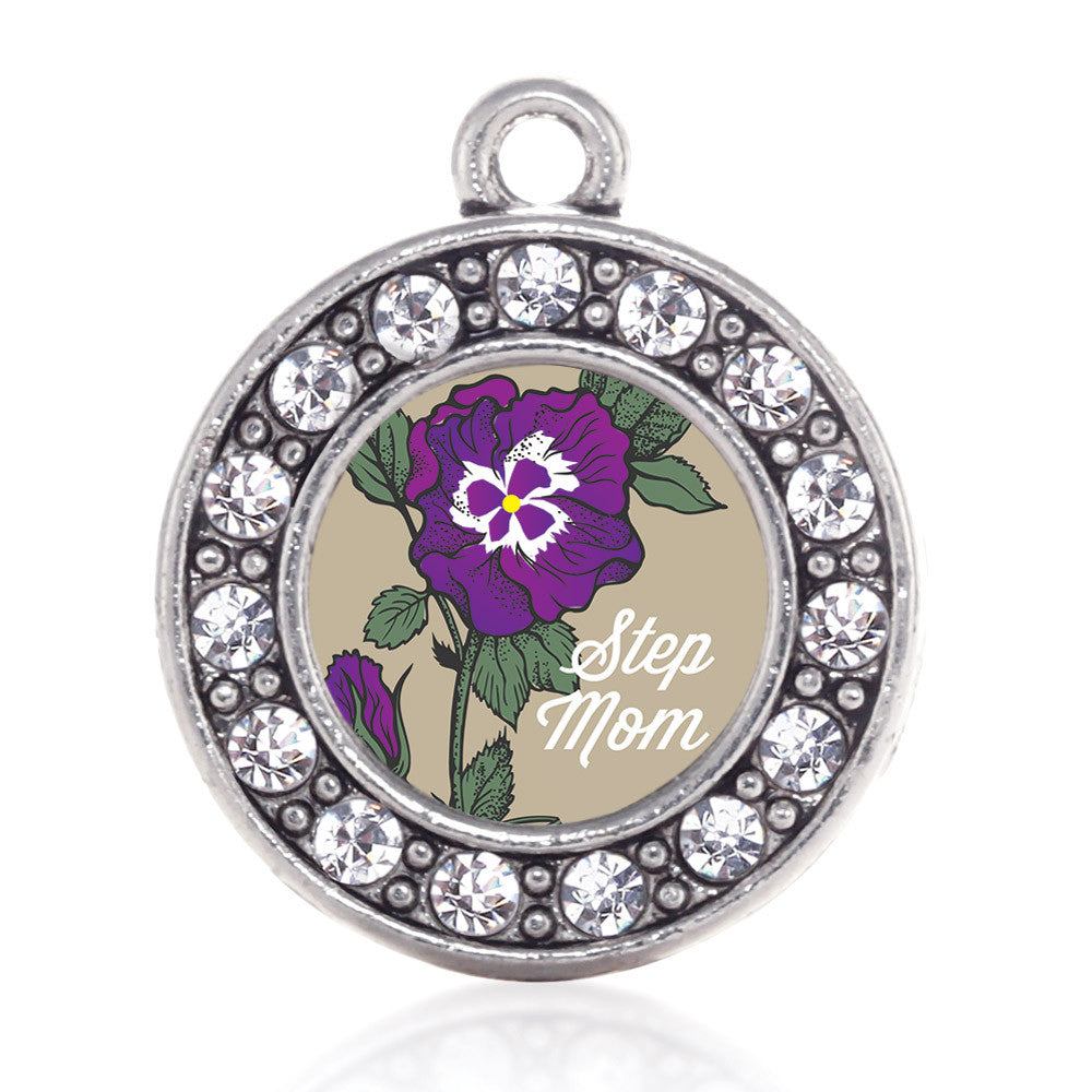 Step Mom Pansy Circle Charm