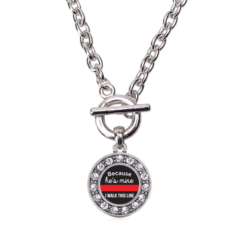 Because He's Mine Red Line Circle Charm