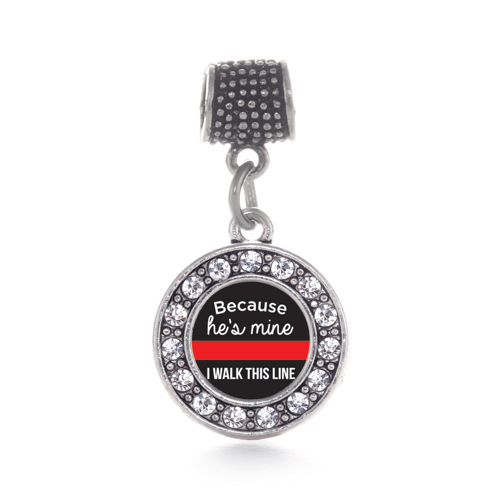 Because He's Mine Red Line Circle Charm