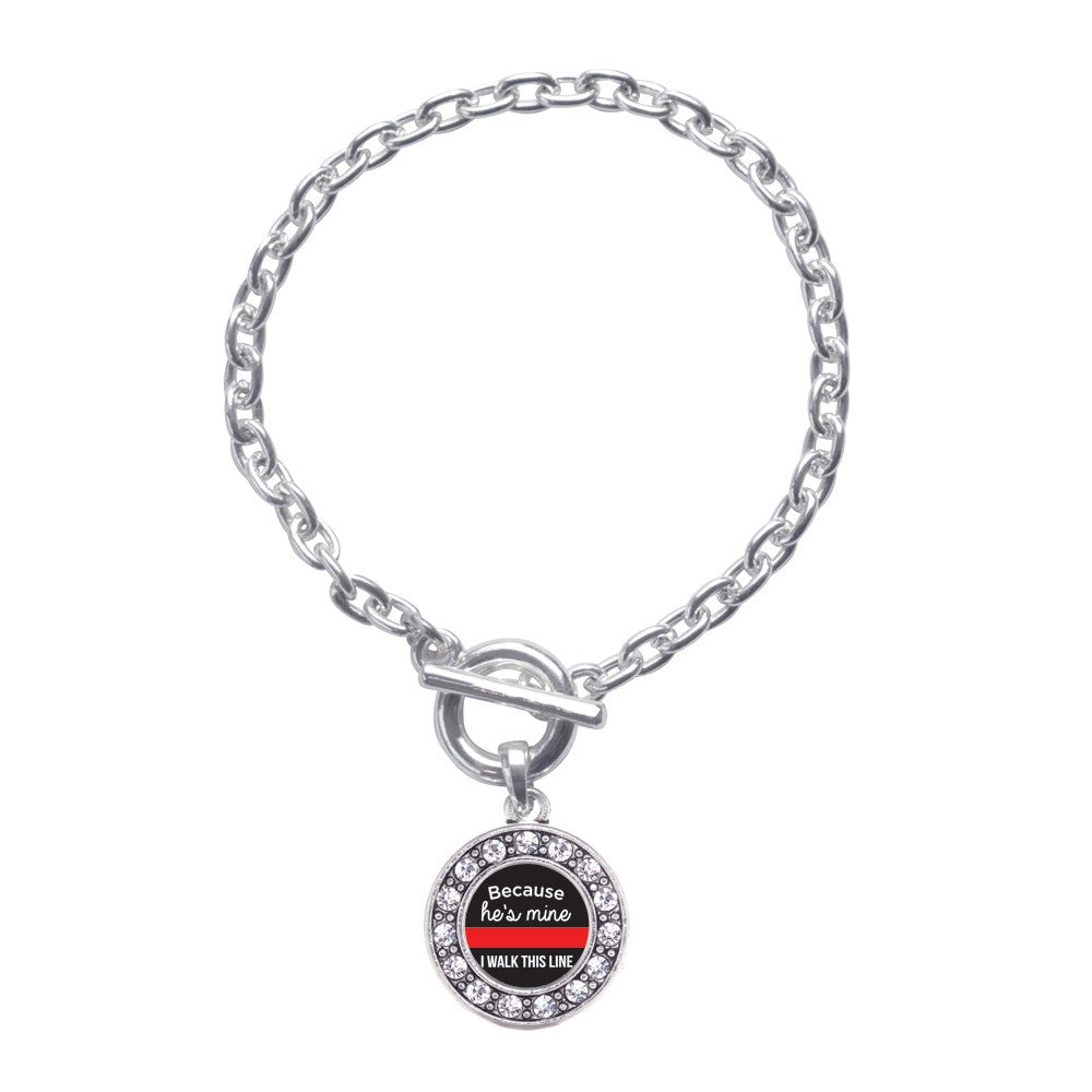 Because He's Mine Red Line Circle Charm