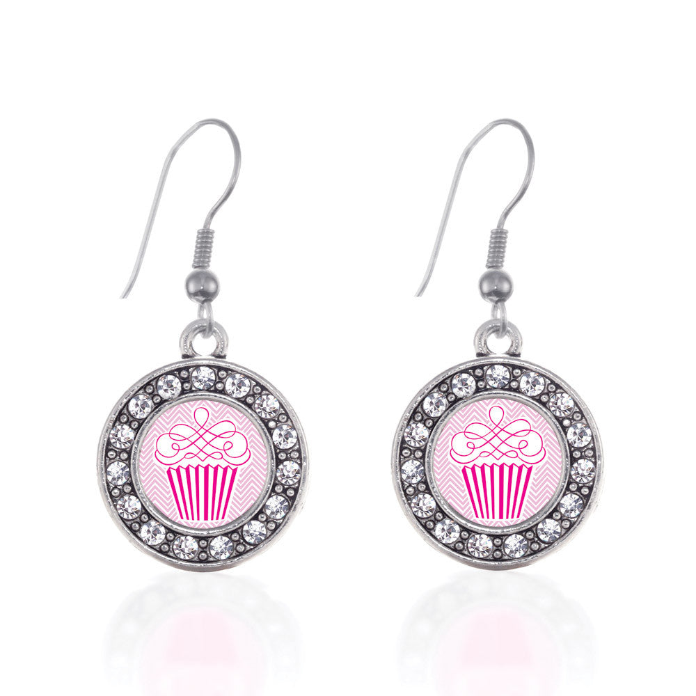 Pink Chevron Cupcake Circle Charm
