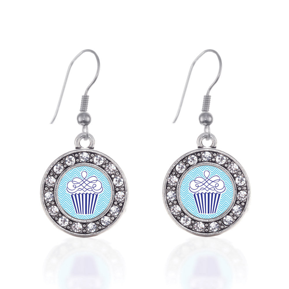 Blue Chevron Cupcake Circle Charm