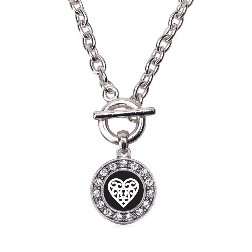Heart Shaped Lock  Circle Charm