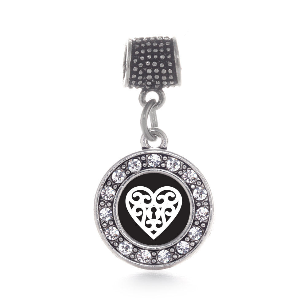 Heart Shaped Lock  Circle Charm