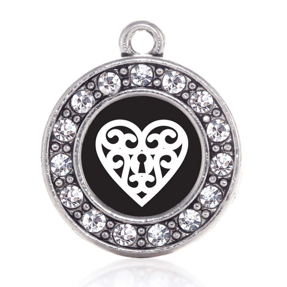 Heart Shaped Lock  Circle Charm