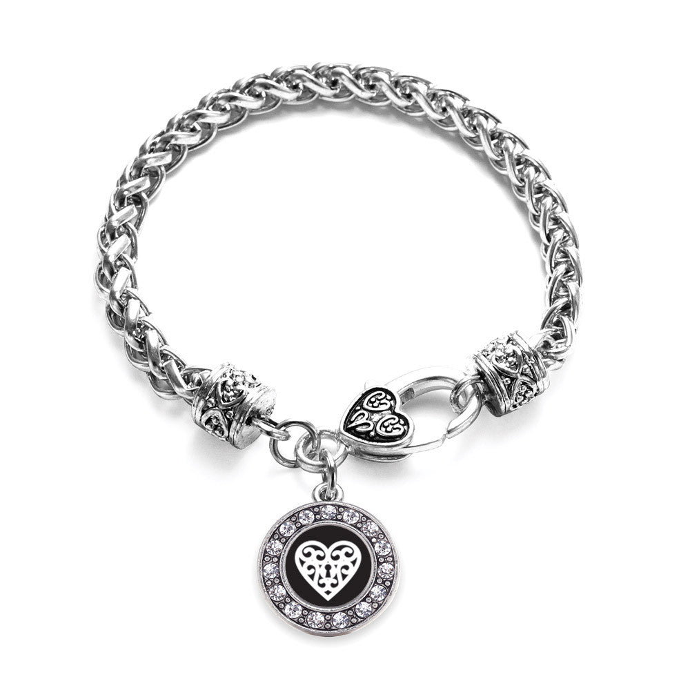 Heart Shaped Lock  Circle Charm