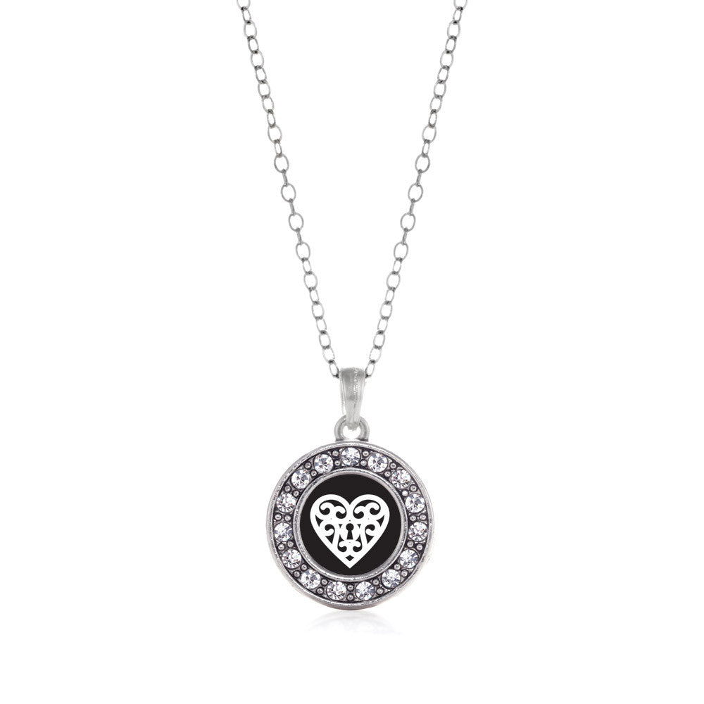Heart Shaped Lock  Circle Charm
