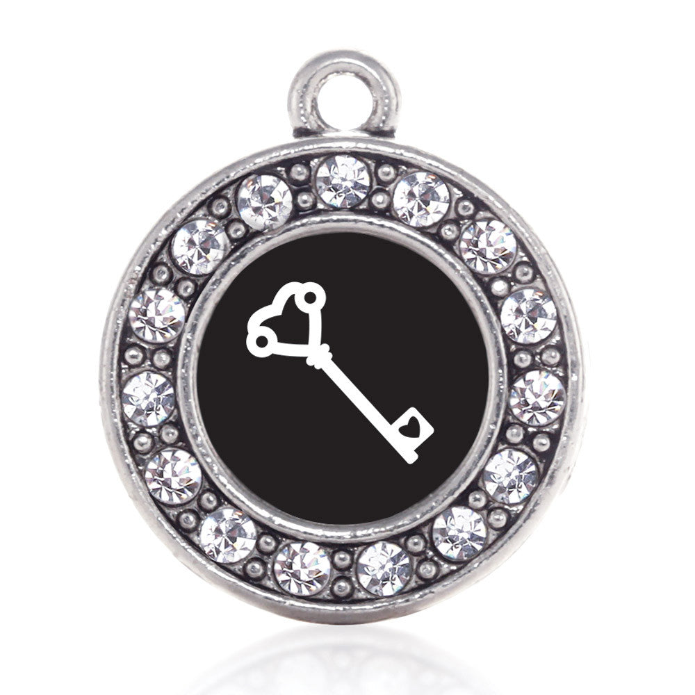 Heart Shaped Key  Circle Charm