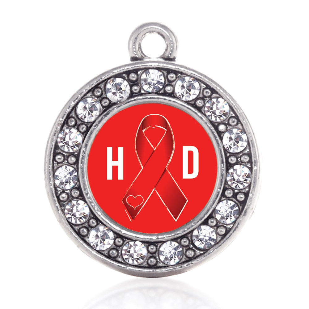 Heart Disease Awareness Ribbon Circle Charm