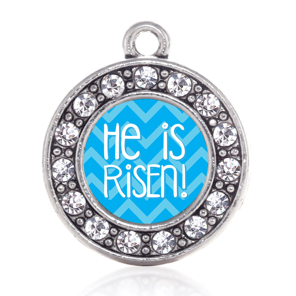 He is Risen Blue Chevron Patterned Circle Charm