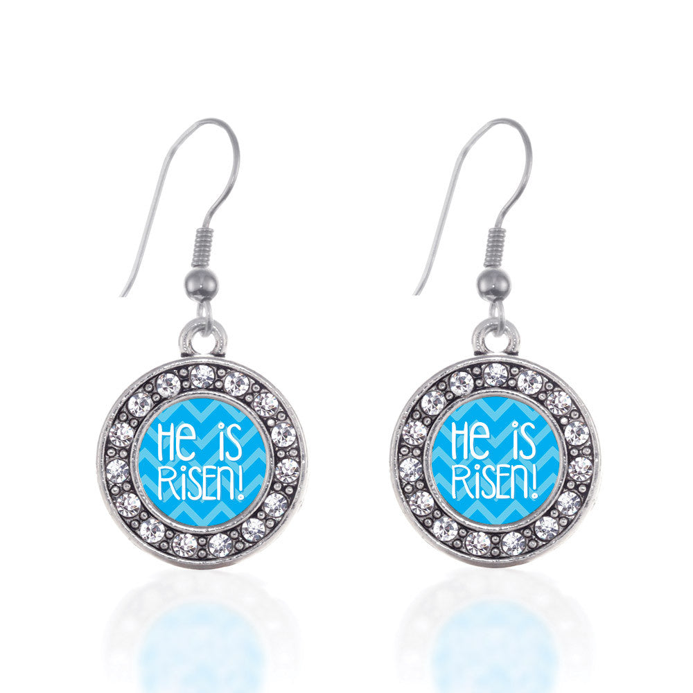 He is Risen Blue Chevron Patterned Circle Charm