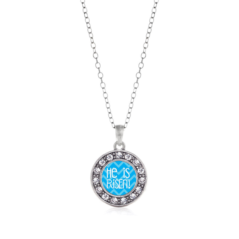 He is Risen Blue Chevron Patterned Circle Charm