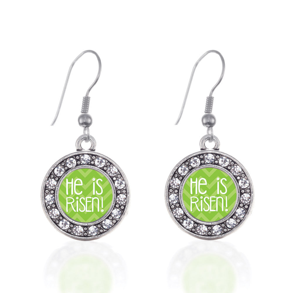 He is Risen Green Chevron Patterned Circle Charm