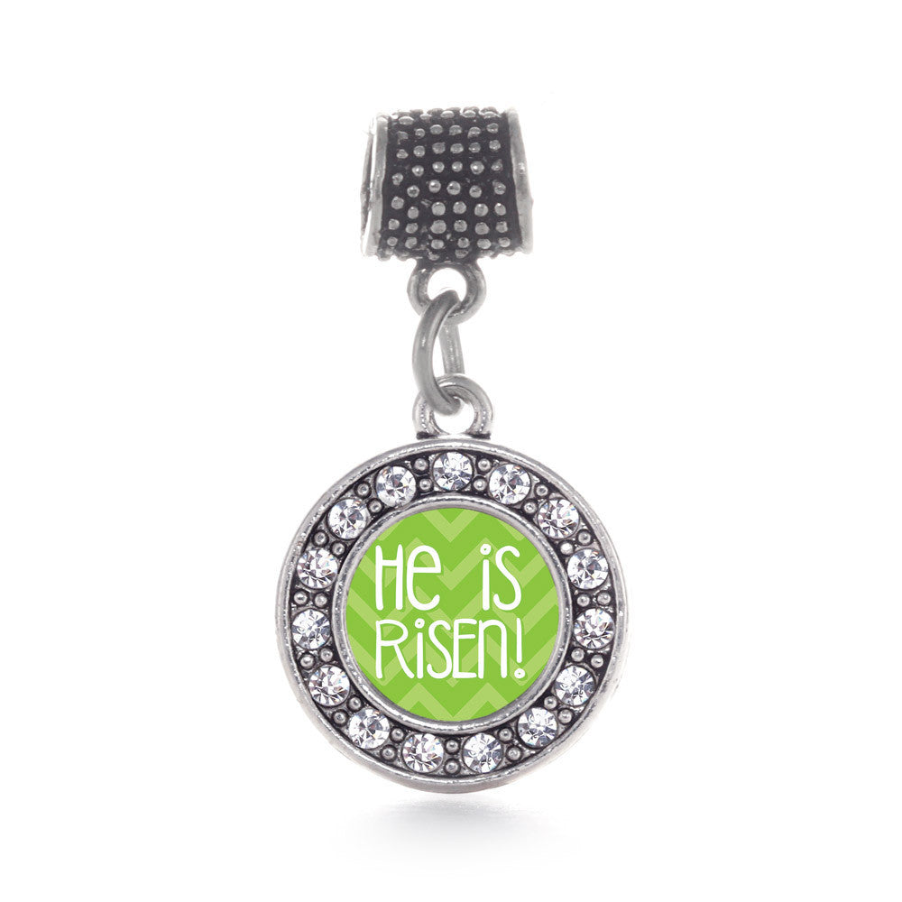 He is Risen Green Chevron Patterned Circle Charm