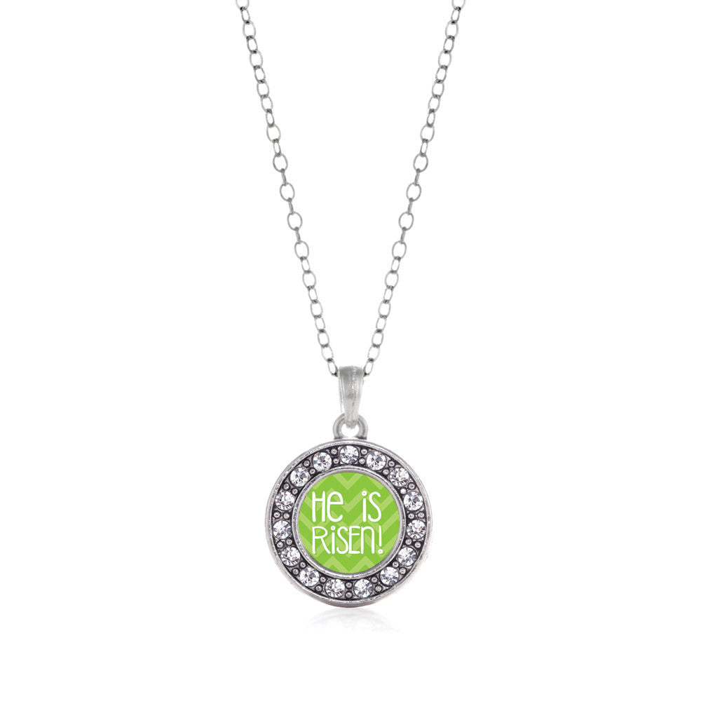 He is Risen Green Chevron Patterned Circle Charm