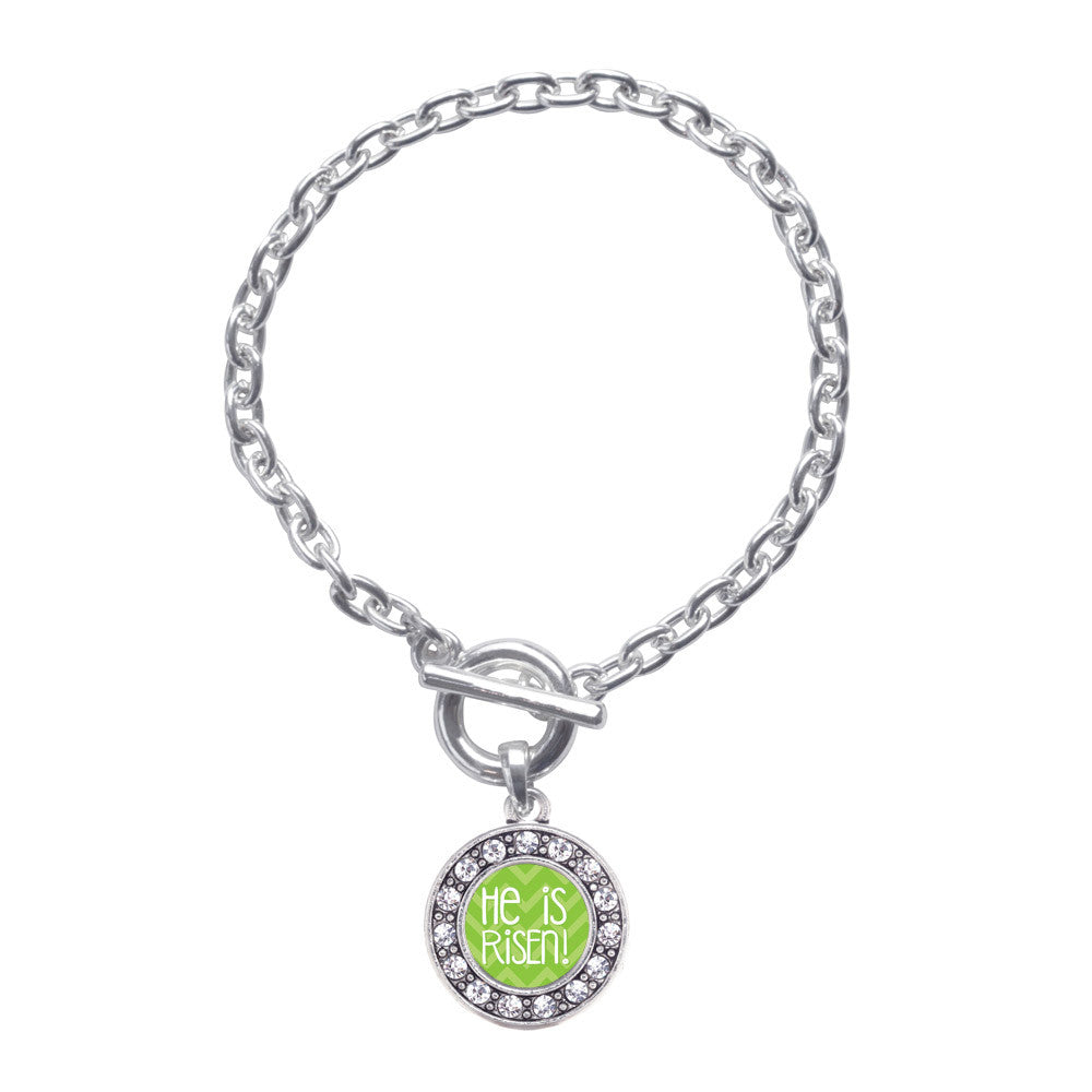 He is Risen Green Chevron Patterned Circle Charm
