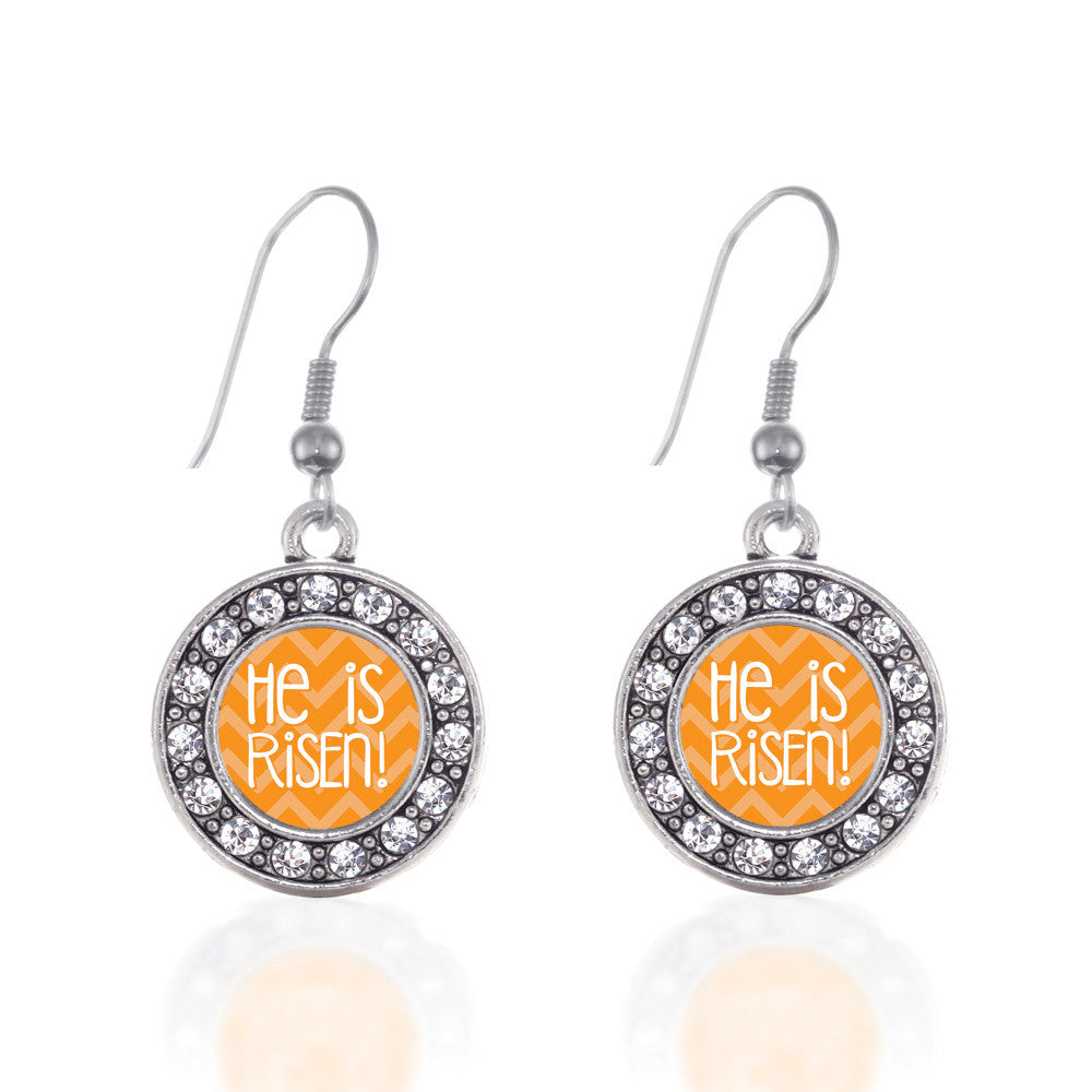 He is Risen Orange Chevron Patterned  Circle Charm