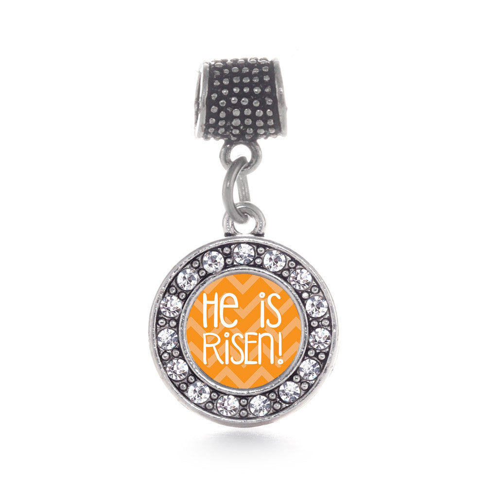 He is Risen Orange Chevron Patterned  Circle Charm