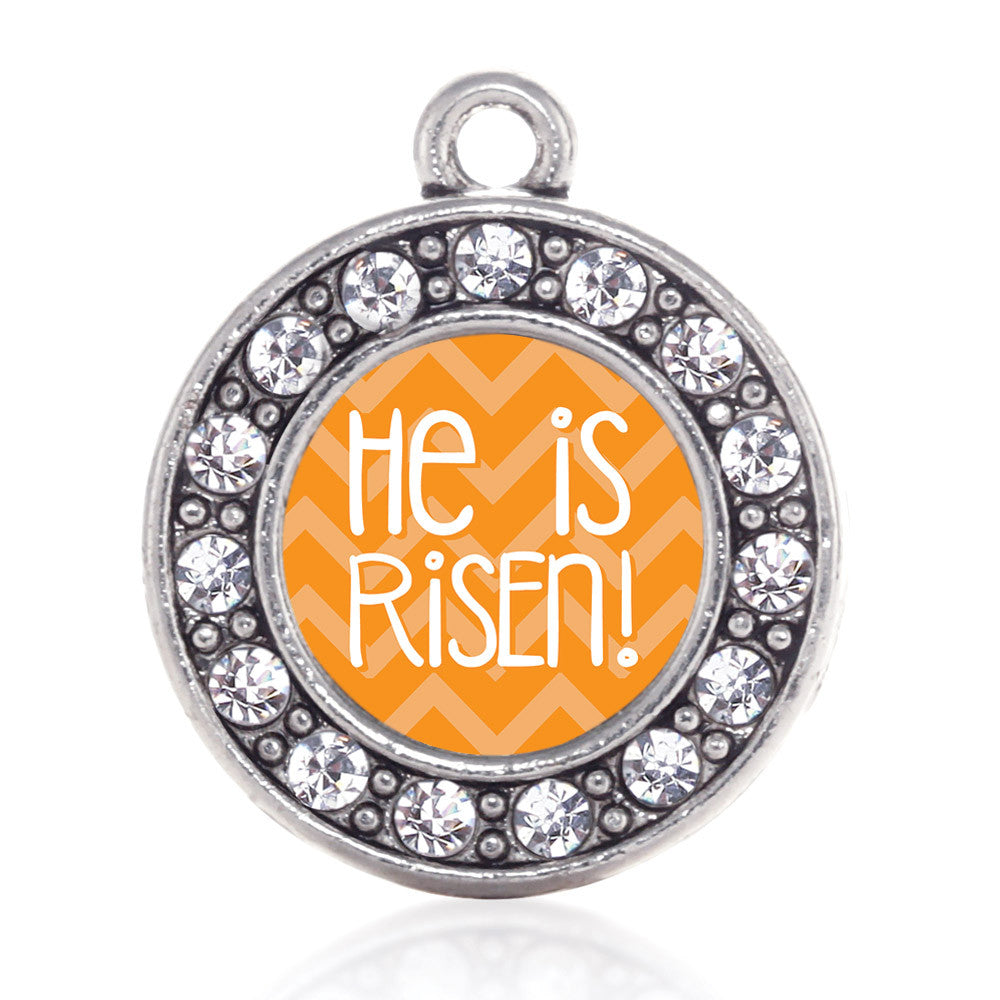 He is Risen Orange Chevron Patterned  Circle Charm