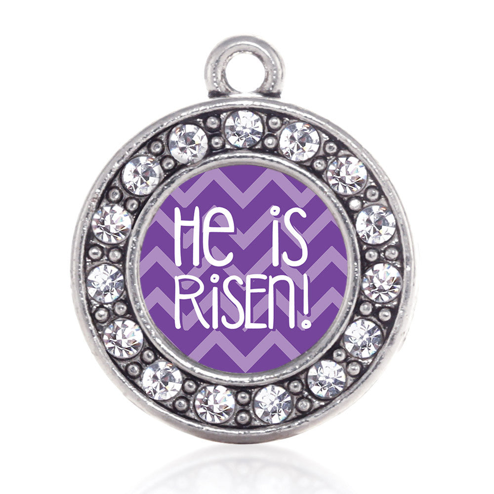 He is Risen Purple Chevron Patterned Circle Charm