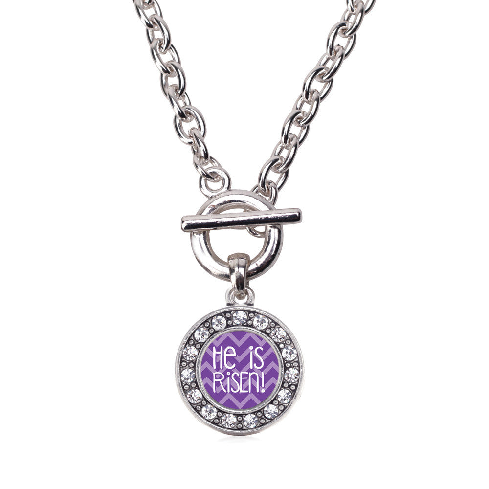 He is Risen Purple Chevron Patterned Circle Charm