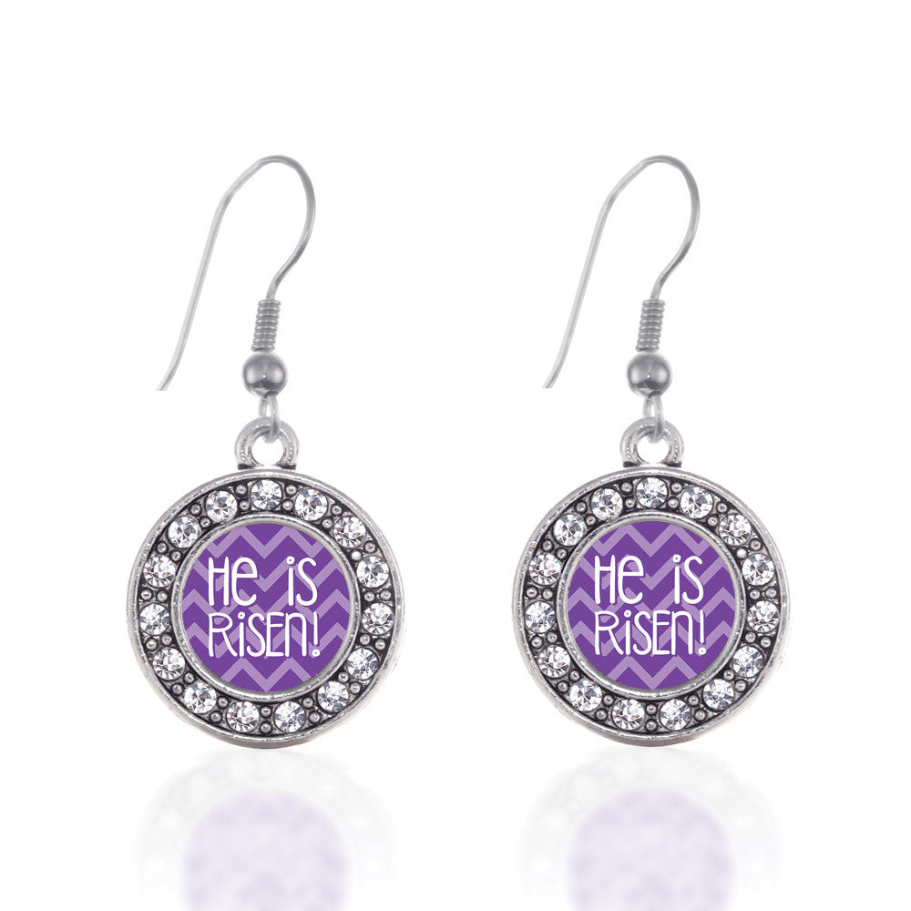 He is Risen Purple Chevron Patterned Circle Charm