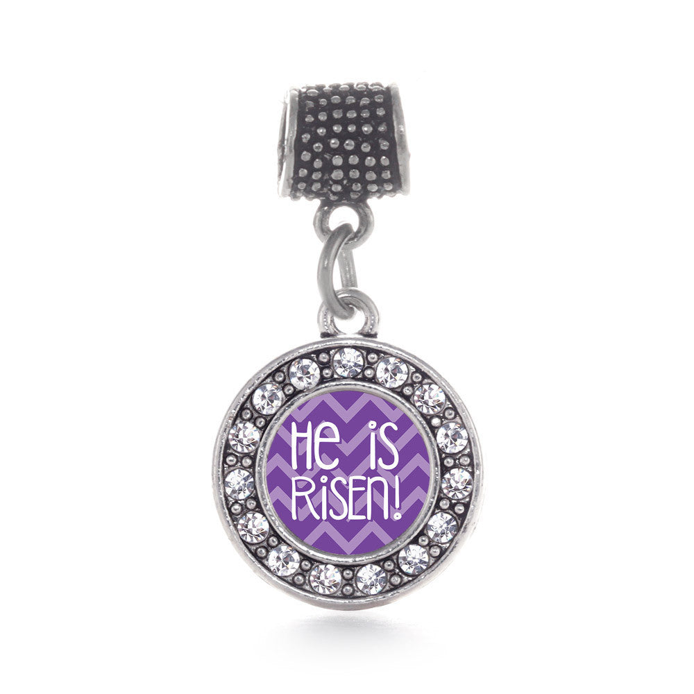 He is Risen Purple Chevron Patterned Circle Charm