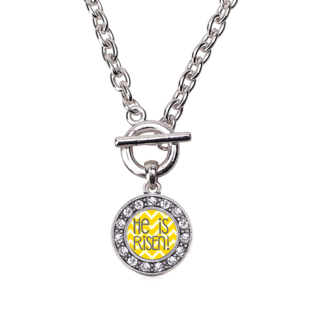 He is Risen Yellow Chevron Patterned Circle Charm