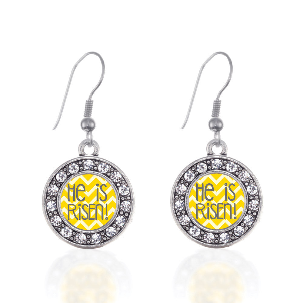 He is Risen Yellow Chevron Patterned Circle Charm